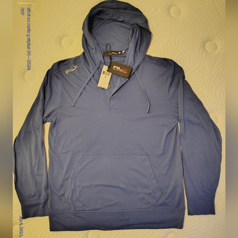 🔥BNWT🔥 Ralph Lauren RLX Men's Blue Light Hoodie Size (M)